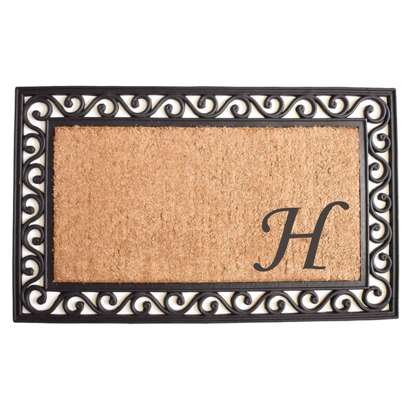 Calloway Mills Monogram Door Mat, Coir, Black, Natural, 18 in W x 30 in L 104021830H - main